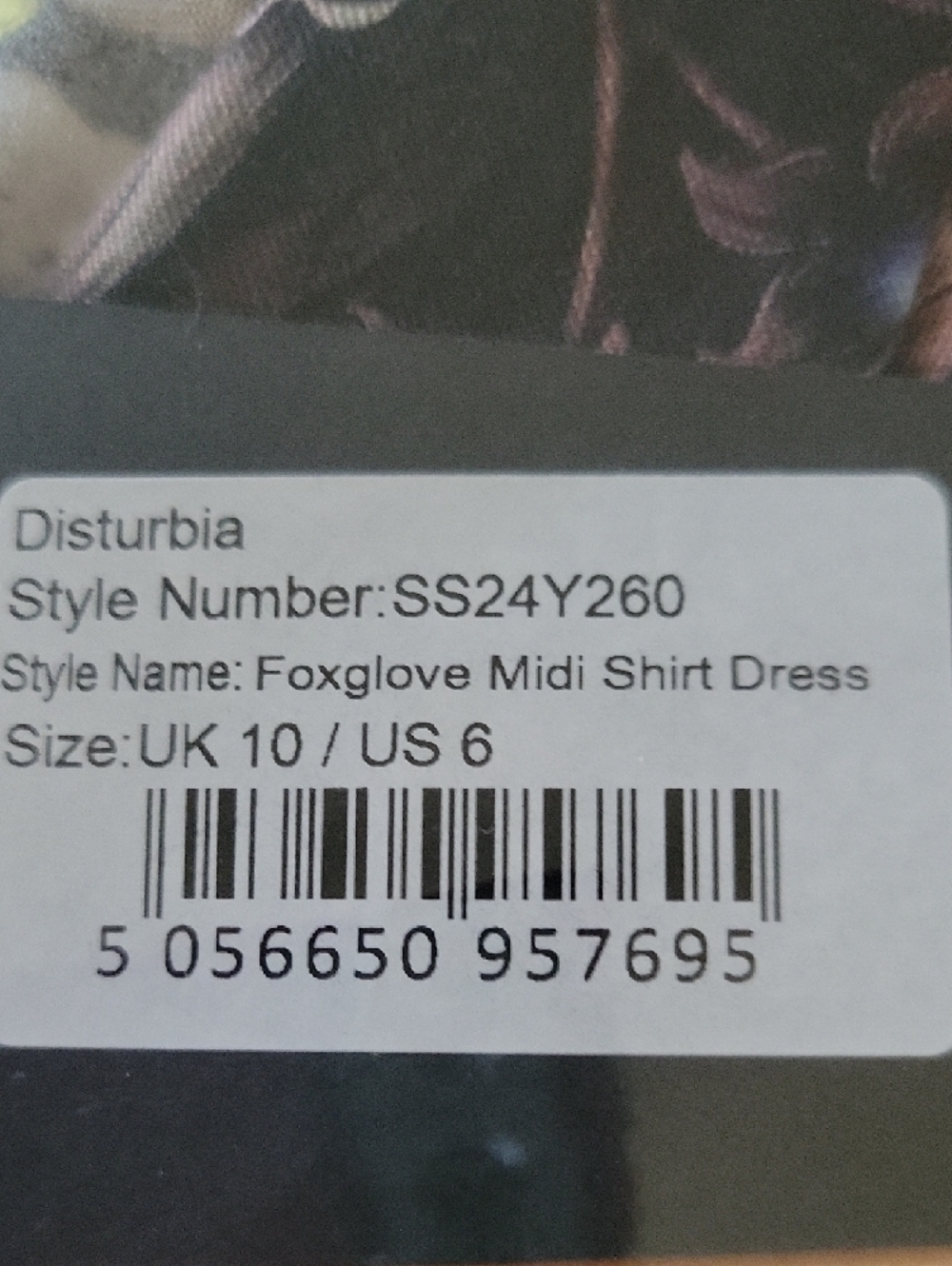 Disturbia Foxglove Midi Shirt Dress - Dark Floral Whimsigoth Size US 6 - Picture 11 of 11